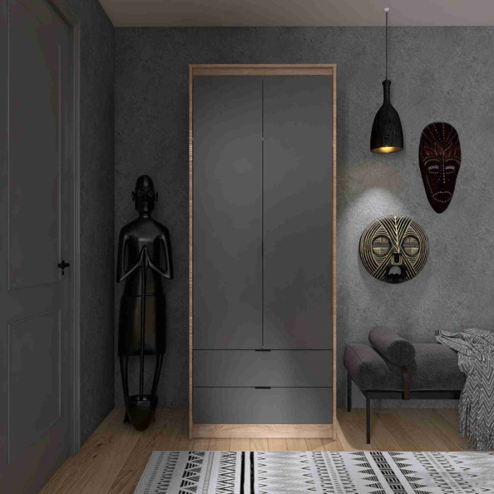 Шкаф СИТИ 800 Дуб Сонома, Графит