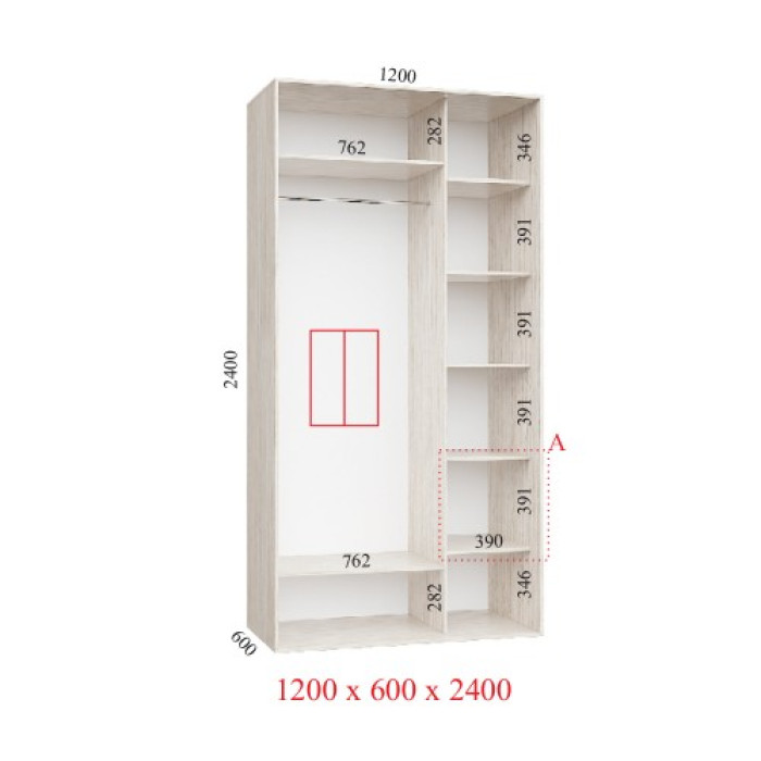 Шафа купе 120х240х45/60 см