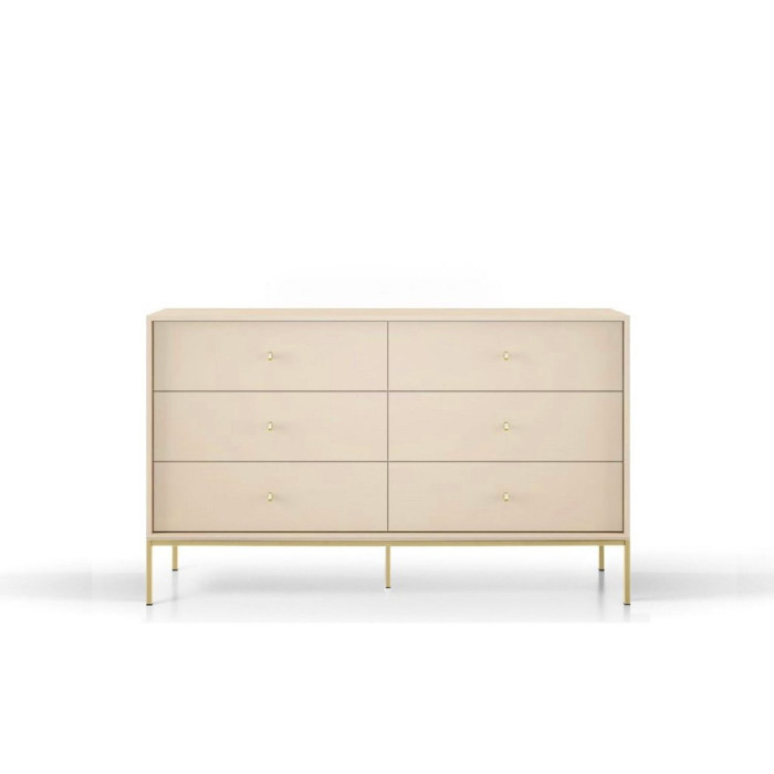 Комод Perfect Home Моно / Mono з 6 шухлядами і золотими ніжками MKS154 Беж пісочний 