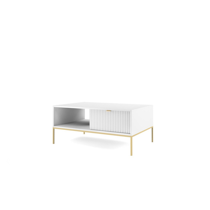 Стол журнальный Perfect Home Новая/Nova с 2 ящиками и золотыми ножками L104 Белый