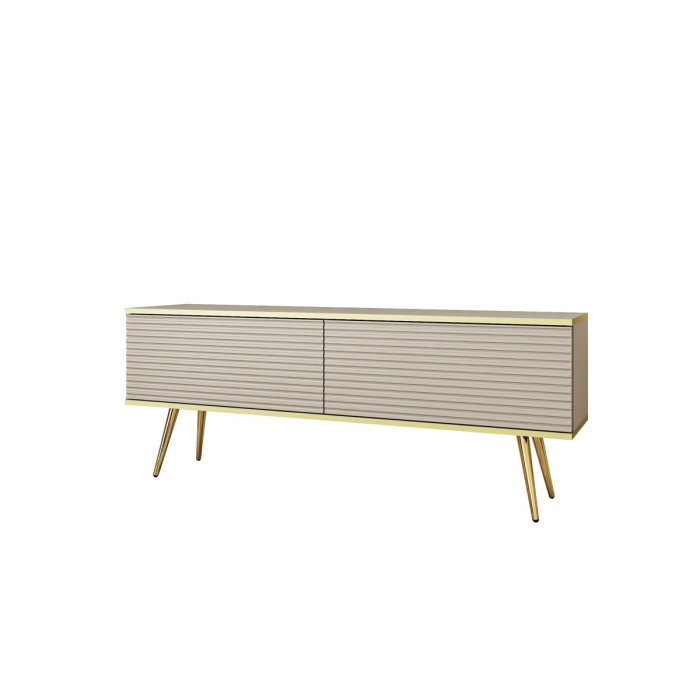 Тумба под телевизор Perfect Home Оро/Oro 2-дверная с золотыми ножками RTV135 MDF Бежевый 