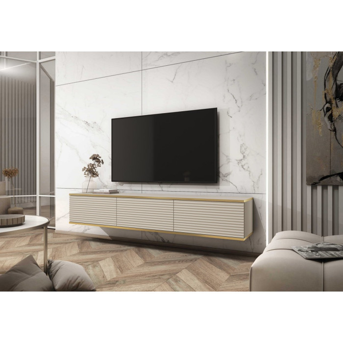 Тумба під телевізор навісна Perfect Home Оро / Oro 3-дверна RTV175 MDF Бежевий 