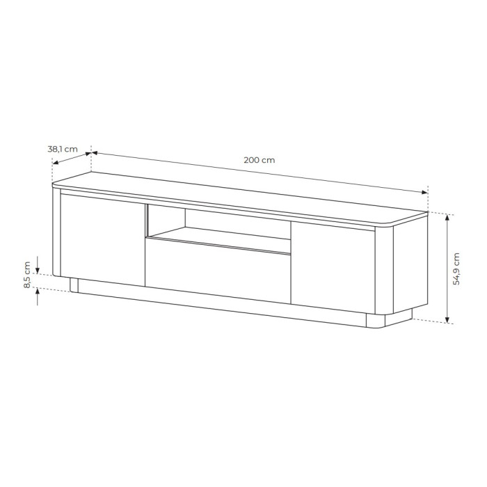 Тумба під ТВ Perfect Home Торро / Torro 3D/200 3-дверна Дуб кремона/чорний