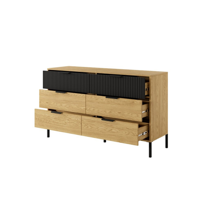 Комод Perfect Home Балтик / Baltic 6S/138 з 6 шухлядами Дуб балтик/чорний 