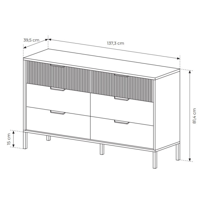 Комод Perfect Home Балтик / Baltic 6S/138 з 6 шухлядами Дуб балтик/чорний 