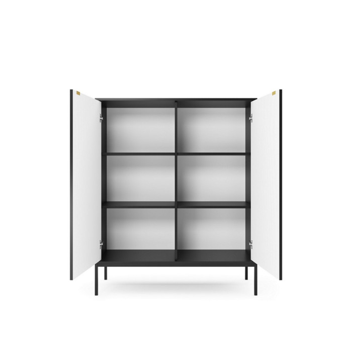 Комод высокий Perfect Home Новая/Nova 2-дверный с черными ножками K104 Черный