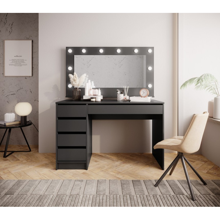 Стол туалетный письменный Perfect Home Ада/Ada 5S/120 с 5 ящиками Антрацит (PFH-091308)