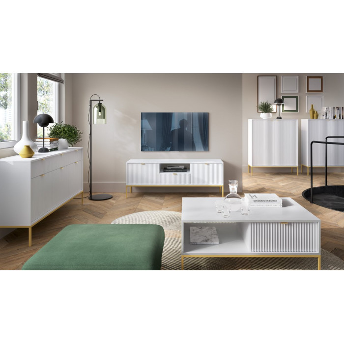 Комод Perfect Home Нова/Nova 3-дверный с 3 ящиками и золотыми ножками KSZ154 Белый 