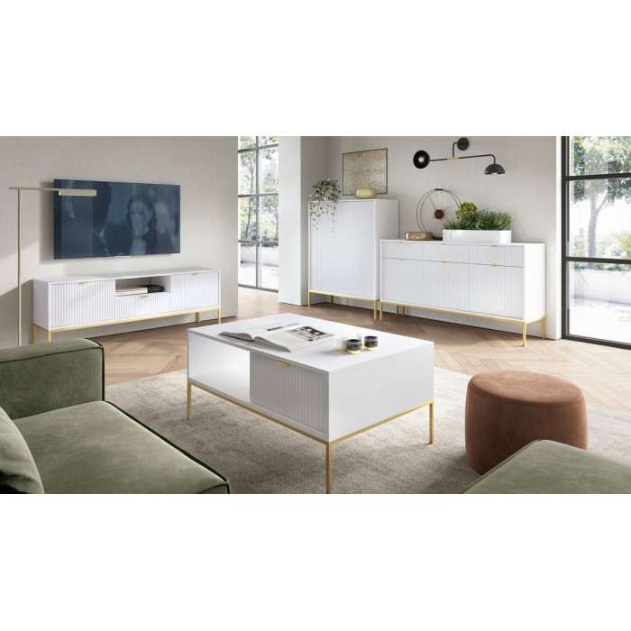 Комод Perfect Home Нова/Nova 3-дверный с 3 ящиками и золотыми ножками KSZ154 Белый 