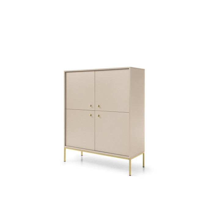Комод высокий Perfect Home Моно/Mono 4-дверный с золотыми ножками MK104 Беж песочный