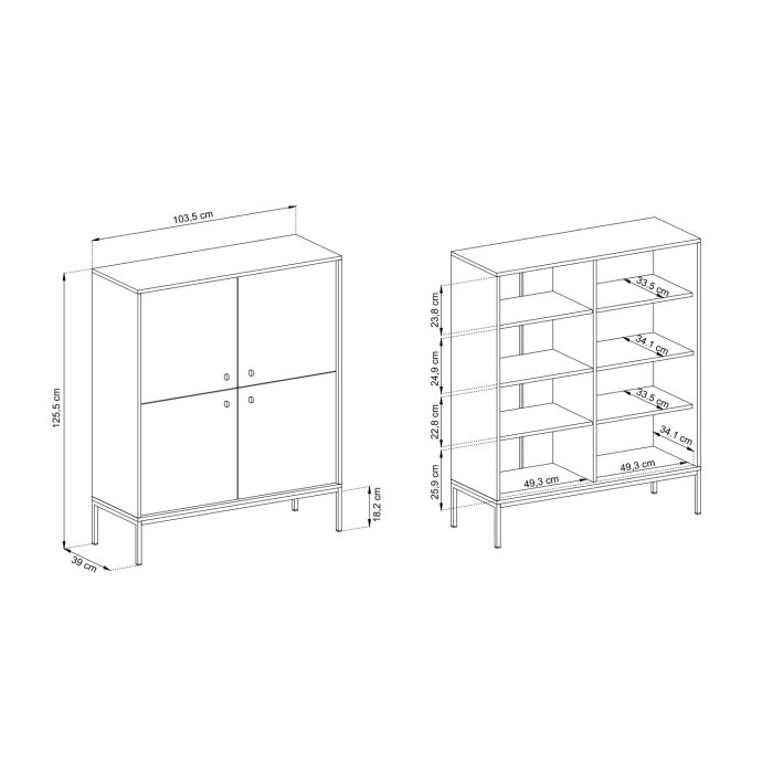 Комод высокий Perfect Home Моно/Mono 4-дверный с золотыми ножками MK104 Беж песочный