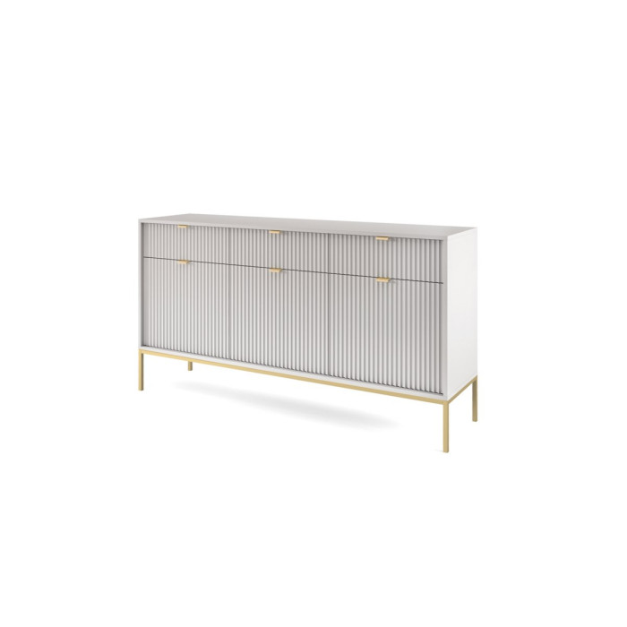 Комод Perfect Home Новая/Nova 3-дверный с 3 ящиками и золотыми ножками KSZ154 Серый