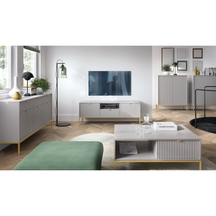 Комод Perfect Home Новая/Nova 3-дверный с 3 ящиками и золотыми ножками KSZ154 Серый