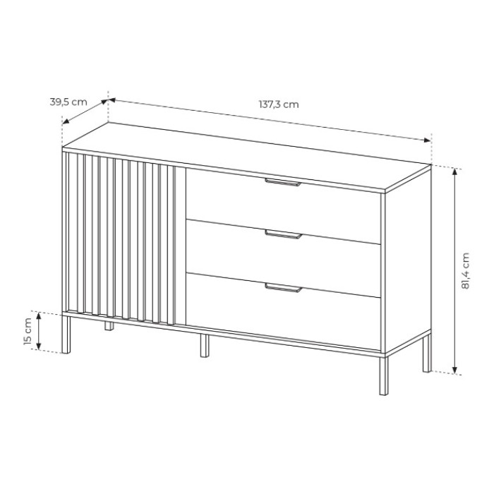 Комод Perfect Home Талли / Tally 1D3S/138 Дуб артизан/антрацит 
