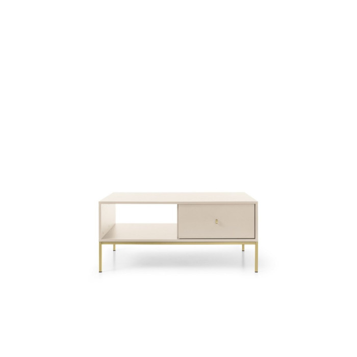 Стіл журнальний Perfect Home Моно / Mono з 2 шухлядами та золотими ніжками ML104 Беж пісочний 