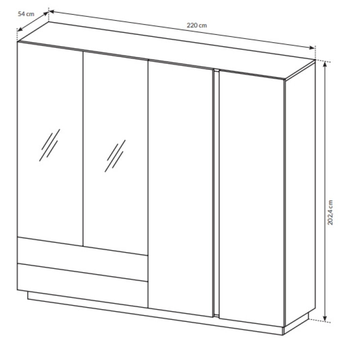 Шкаф Арко / Arco 4D2S/220 Белый глянец/дуб грандсон