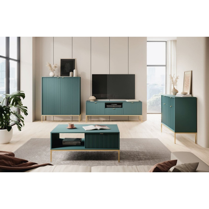Стол журнальный Perfect Home Новая/Nova с 2 ящиками и золотыми ножками L104 Лабрадор 