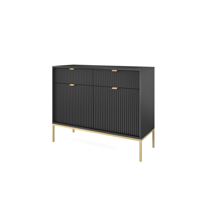 Комод Perfect Home Нова / Nova 2-дверний з 2 шухлядами і золотими ніжками KSZ104 Чорний 