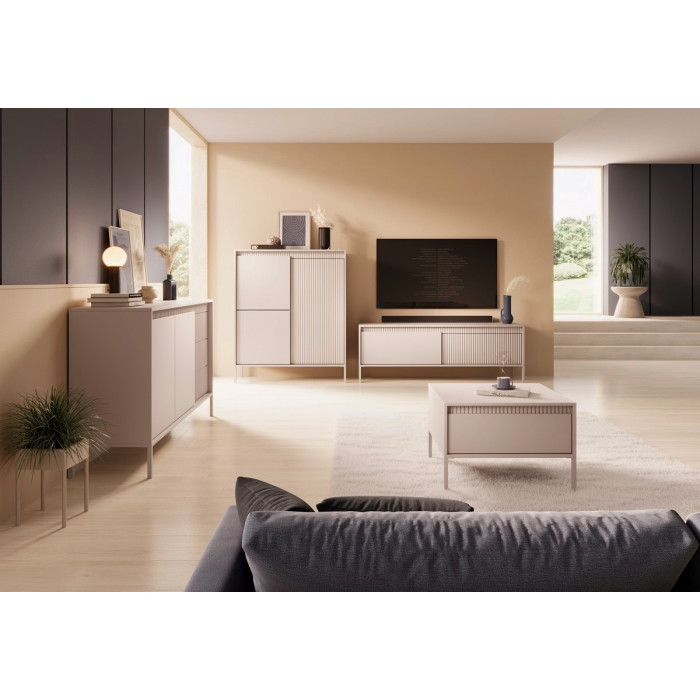 Комод высокий Perfect Home Сенсо / Senso 3-дверный 3D Беж