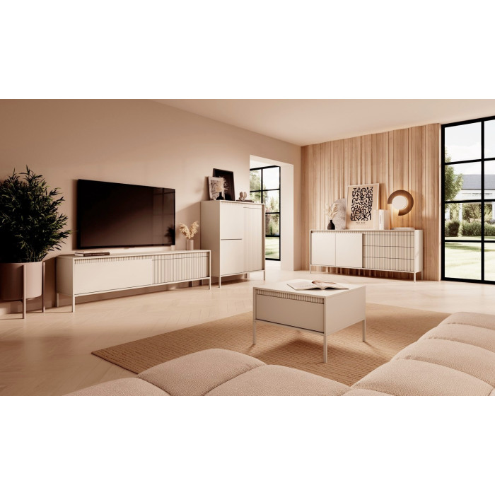 Комод высокий Perfect Home Сенсо / Senso 3-дверный 3D Беж