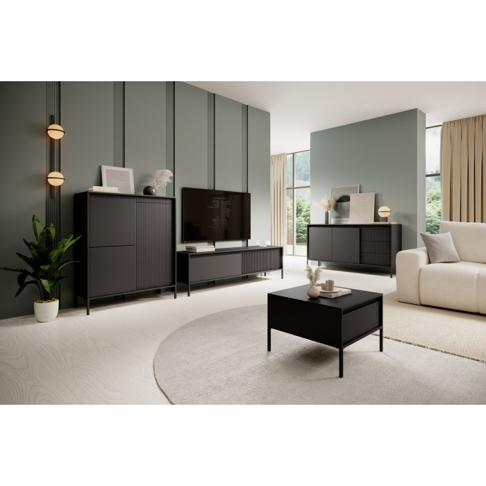 Комод високий Perfect Home Сенсо / Senso 3-дверний 3D Чорний 