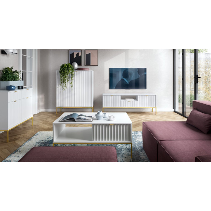 Комод Perfect Home Нова / Nova 2-дверний з 2 шухлядами і золотими ніжками KSZ104 Білий 