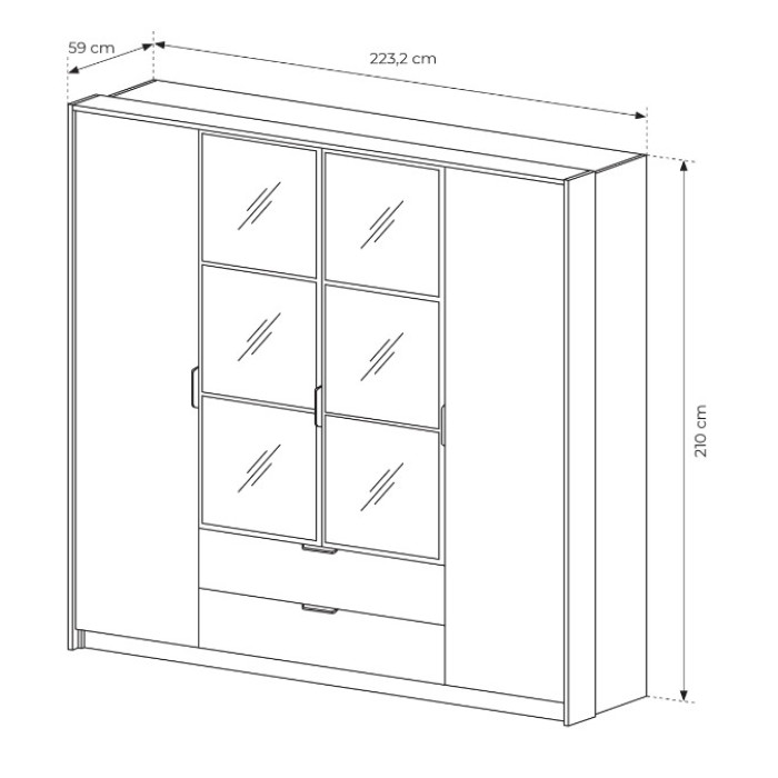 Шкаф Милтон / Milton с зеркалом 4D2S/220 Каштан/антрацит