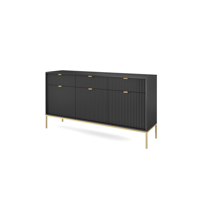 Комод Perfect Home Нова / Nova 3-дверний з 3 шухлядами і золотими ніжками KSZ154 Чорний