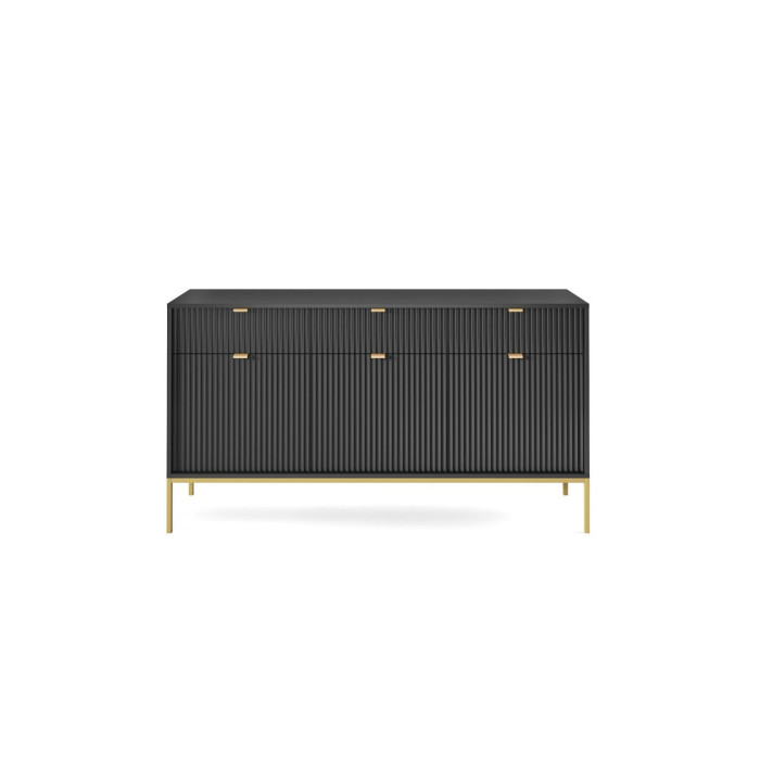Комод Perfect Home Новая/Nova 3-дверный с 3 ящиками и золотыми ножками KSZ154 Черный 