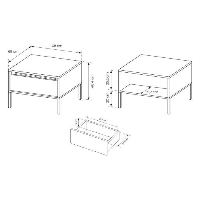 Стол журнальный Perfect Home Сенсо / Senso 68 Черный