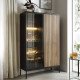 Витрина высокая с подсветкой Perfect Home Сенто / Sento WTSZ104 2-дверная Черный/дуб один