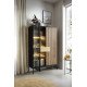 Витрина высокая с подсветкой Perfect Home Сенто / Sento WTSZ104 2-дверная Черный/дуб один