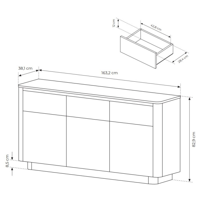 Комод  Торро / Torro 3D3S/163 Дуб кремона/черный 