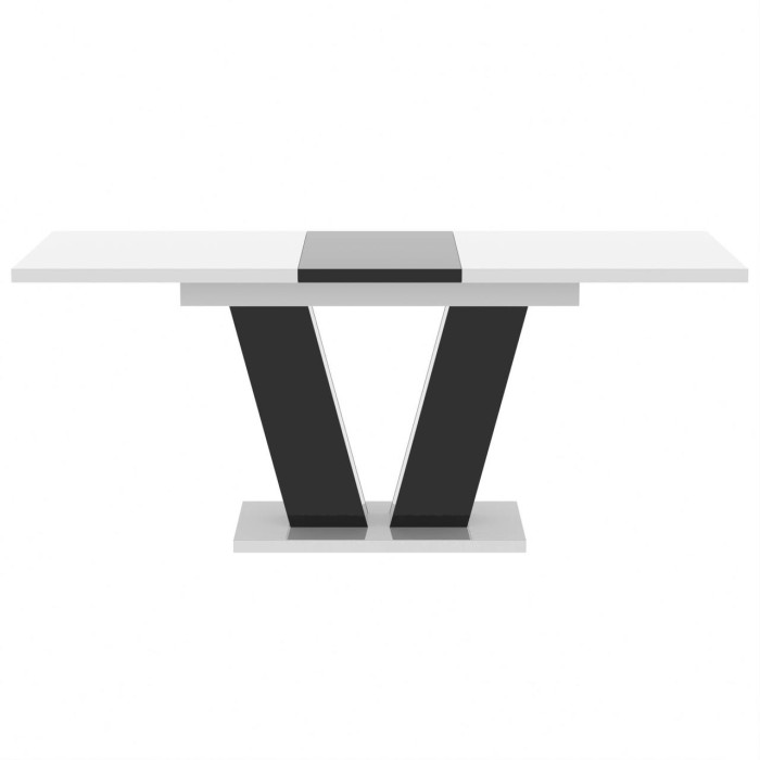 Обідній розсувний стіл Неман РОЙ МДФ Білий/Чорний глянець