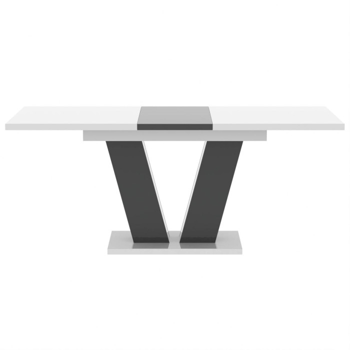 Обідній розсувний стіл Неман РОЙ МДФ Білий/Сірий глянець 