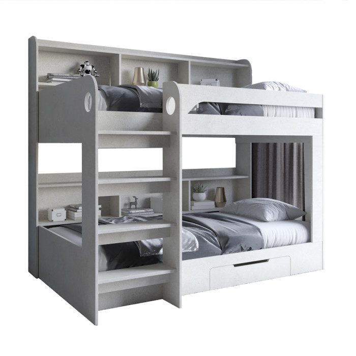 Дитяче двоярусне ліжко LION Майнкрафт 90х190 см з шухлядою Бетон style 