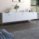 Тумба под телевизор на 3 ящика LION Wood с золотыми ножками 160х65х40 см Нимфея Альба (белый) (LION-042997)