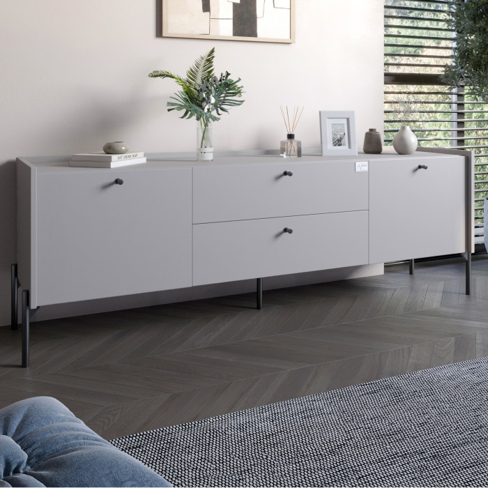 Тумба под телевизор с ящиками LION Wood с черными ножками 180х50х40 см Кашемир (LION-043131)