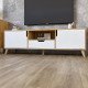 Тумба под телевизор с ножками цвет Орех светлый Борн 1600 Дуб Артизан/Нимфея Альба белый