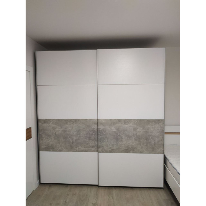 Шафа-купе двохдверна Doros G-Caiser 220х60х240 см Білий/Бетон (DRS-011006)