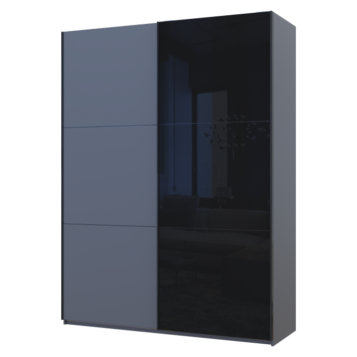 Шафа-купе двохдверна Doros G-Caiser 180х60х240 см Графіт/1 Чорне скло