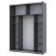 Шкаф-купе двухдверный Doros G-Caiser 180х60х240 см Графит/Дуб евок/1 Черное стекло 