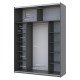 Шкаф-купе двухдверный Doros G-Caiser 180х60х240 см Графит/Дуб евок/1 Черное стекло 