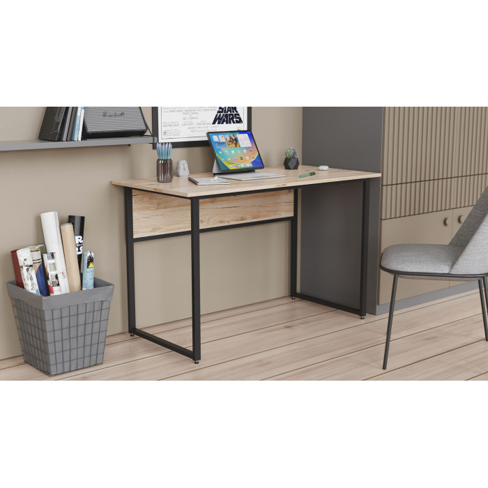 Компьютерный стол Ferrum-decor Коди 75x140x60 черный ДСП Дуб Сан-Марино