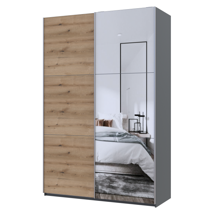 Шкаф-купе двухдверный Кайзер G-Caiser 160х60х240 см Графит/Дуб евок/1 Зеркало 