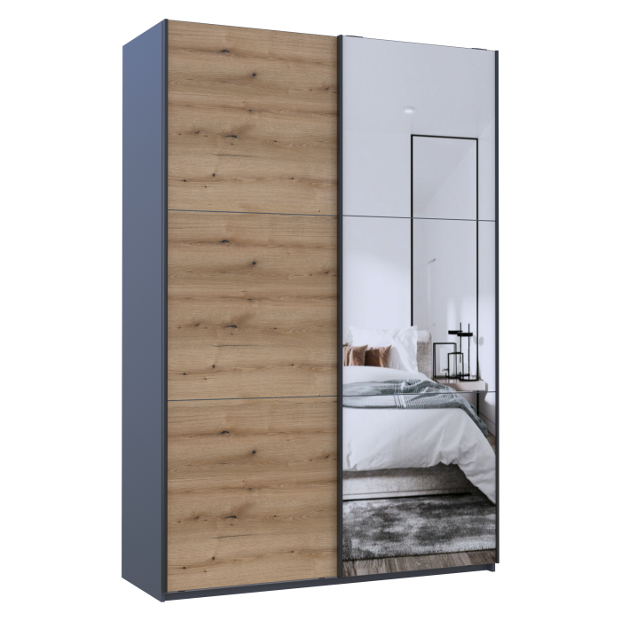 Шкаф-купе двухдверный Кайзер G-Caiser 160х60х240 см Графит/Дуб евок/1 Зеркало 