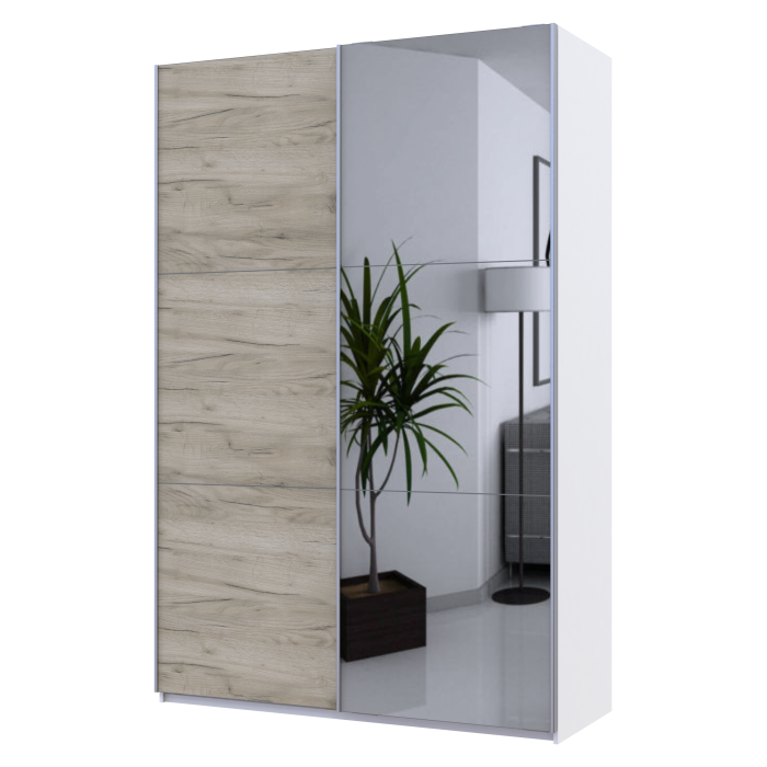 Шкаф-купе двухдверный Кайзер G-Caiser 160х60х240 см Белый/Дуб крафт серый/Зеркало 