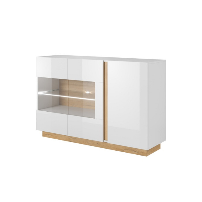 Комод с витриной Арко/Arko Marko 3D2W-138 белый глянец-дуб грандсон