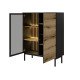 Вітрина з підсвіткою низька у вітальню Perfect Home Ланг Lang 3D1W/100 Чорний/Дуб евок