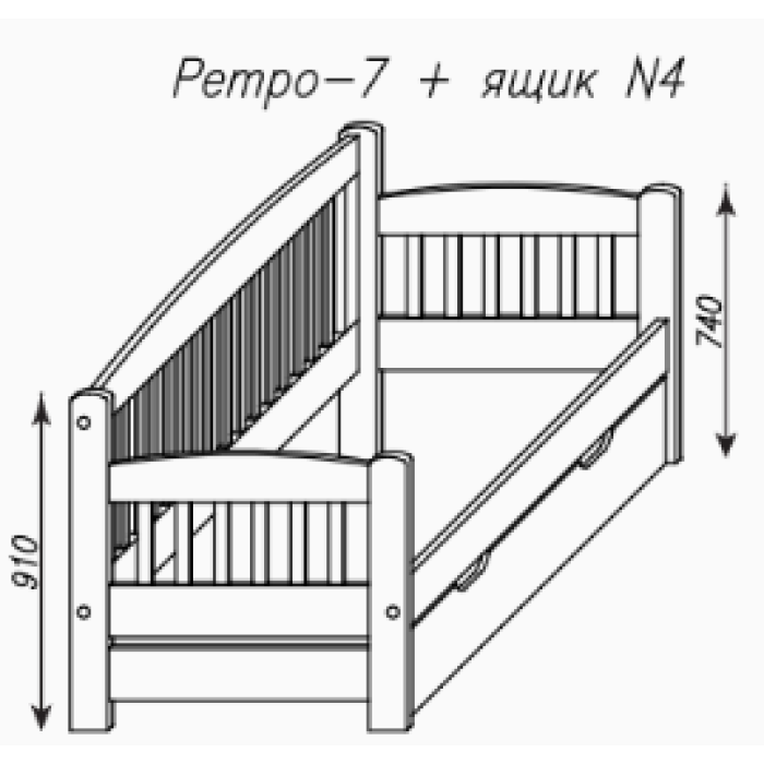 Односпальная, полуторная кровать Ретро 7